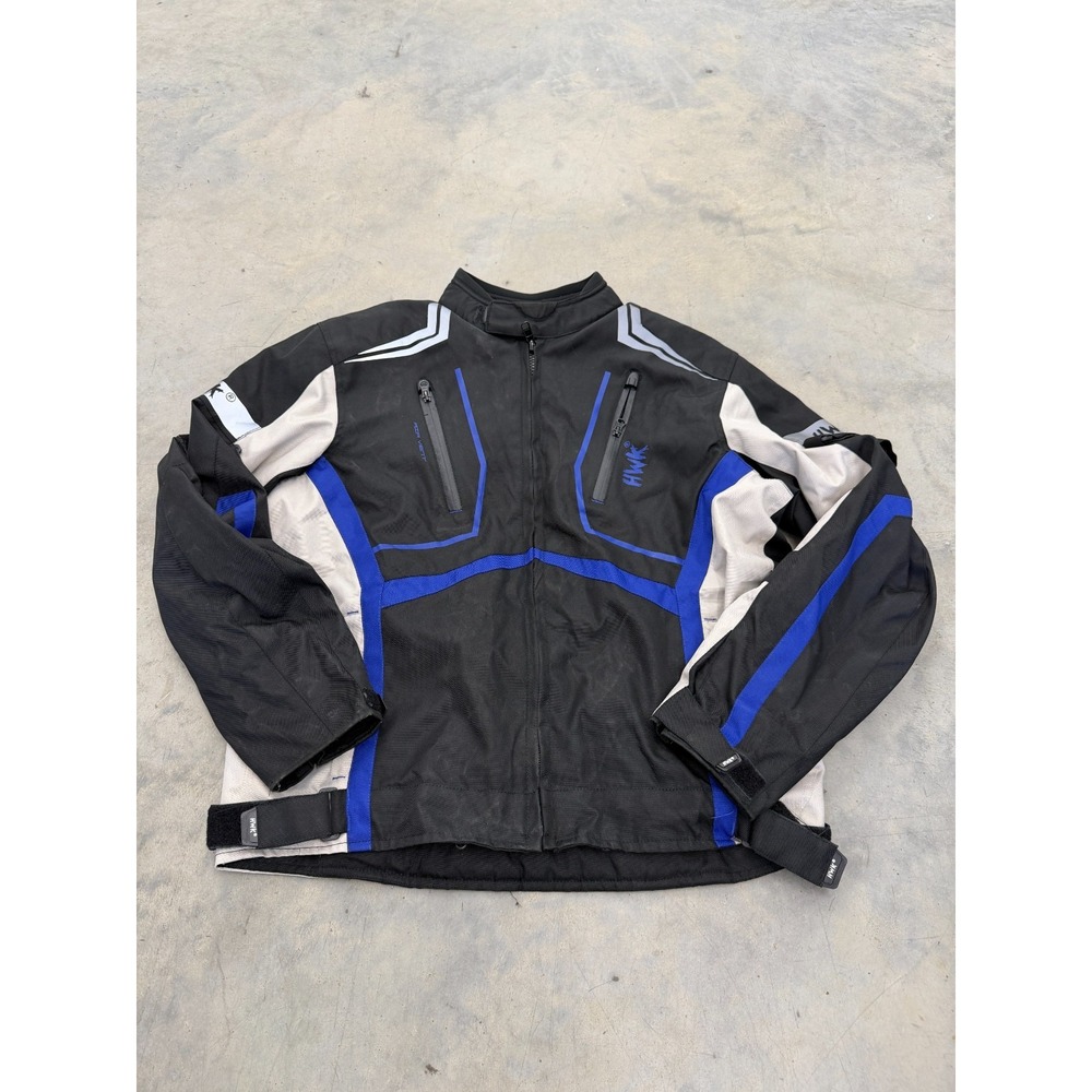 HWK Scorpion Motorcycle Jacket Men L Black Blue High-Vis Armor Outdoor Adventure